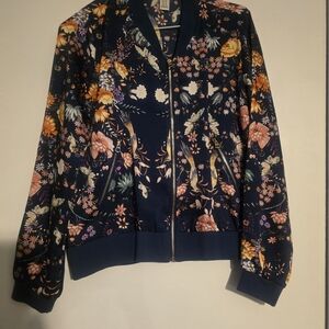 Floral Navy Women's Bomber Jacket